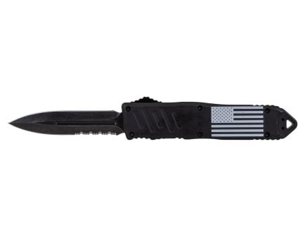 Master Cutlery American Flag Spear Point OTF Knife, Black - KN-8107BKAF