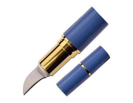 Master Cutlery Femme Fatale Fixed Blade Lipstick Knife, Blue - FF-273BL