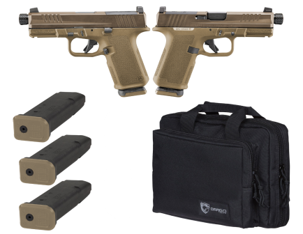 Ruger RXM Tactical Bundle 4" Threaded 9MM (3)15rd O.R Pistol w/ Range Bag, 2 Tone FDE - 19400-TACPAC