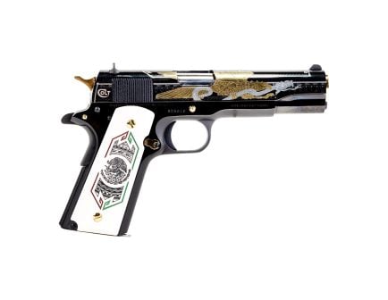 Colt 1911 Bandera 5" 38Sup 9rd Pistol, Mexican Eagle Engraved - O1911C-38-BDB