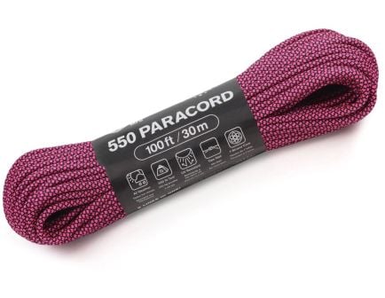 Atwood Parachute Cord 100 ft, Black/Hot Pink Diamonds