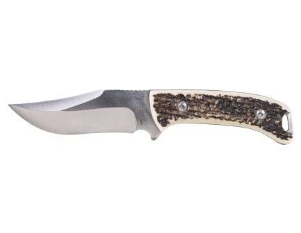 American Hunter Imitation Stag Hunter Fixed Blade Drop Point Knife, Brown - AH015