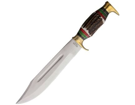 Rough Rider Stag Bone Bowie Fixed Blade Clip Point Knife, Brown - RR2205