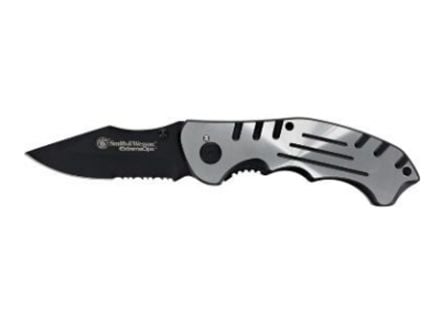 Smith & Wesson Extreme Ops SWA18 Folding Drop Point Knife, Silver - SWA18CP