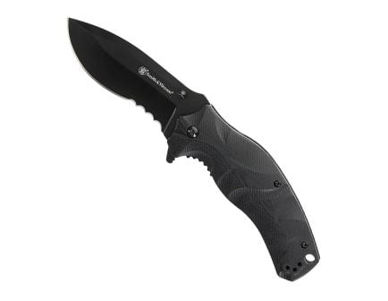 Smith & Wesson Black Ops Recurve Folding Drop Point Knife, Black - 1136220