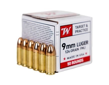 Winchester Ammo 9mm 124gr FMJ 50rd - W9MM12450