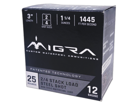 Migra Steel Waterfowl Staxd Load 12 Gauge 3" #2 & #4, 1.25oz, 25rds - M12SS24