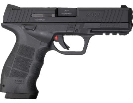 SAR USA SAR9 9mm 4.4" 17rd Optic Ready Pistol, Black - SAR9RDBL