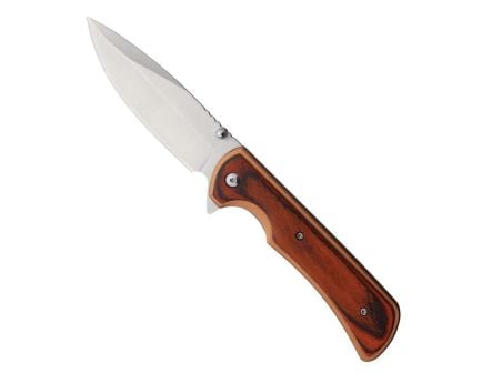 Elk Ridge 2003BZ Folding Drop Point Knife, Dark Brown Wood - ER-A2003BZ