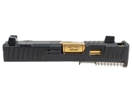 Zaffiri Precision Integrated Blowhole System (IBS) Upper for Glock 43/43X, Black/Gold - ZPS.B.43.BLK.CU.2