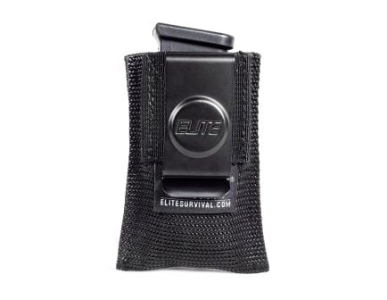 Elite Survival Systems Open Double Stack Mag Pouch w/ Clip, Black - OMPL