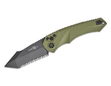 Heretic Knives Mini Pariah Auto Folding Tanto Knife Serrated, OD Green - H055-4B-GRN