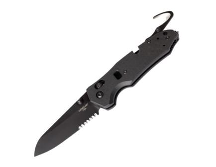 Hogue Trauma First Response Tool Sheepsfoot Folding Knife w/ Seatbelt Hook, Black - 34770