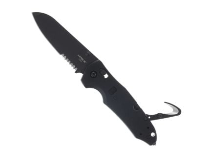 Hogue Trauma First Response Tool Sheepsfoot Folding Knife w/ Seatbelt Hook, Black - 34770