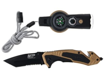 Smith & Wesson M&P Tactical Folding Tanto Point Knife w/ 7-in-1 Tactical Tool, Brown - 1259486