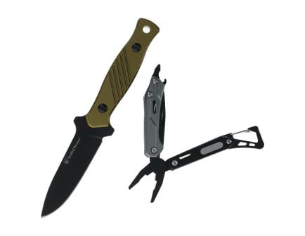 Smith & Wesson Fixed Blade Drop Point Knife w/ Multi Tool Combo, OD Green - 1259507
