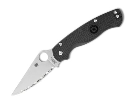 Spyderco Para Military 2 Lightweight Folding Clip Point Knife Serrated, Black - C81SBK2