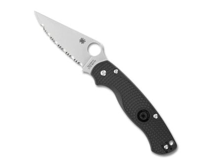 Spyderco Para Military 2 Lightweight Folding Clip Point Knife Serrated, Black - C81SBK2