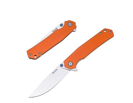 Ruike P801 Orange and Stonewash Folding Knife, Orange and Silver - RK-P801-J