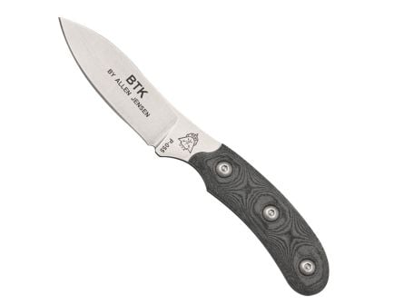 TOPS Knives Bird & Trout Fixed Blade Knife, Black Canvas Micarta - BTK-02