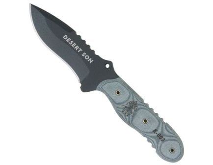 TOPS Knives Desert Son Fixed Blade Knife, Black Linen Micarta - DSON-01