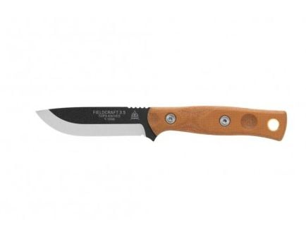 TOPS Knives Fieldcraft 3.5 Fixed Blade Knife, Tan Canvas Micarta - MBROS-01