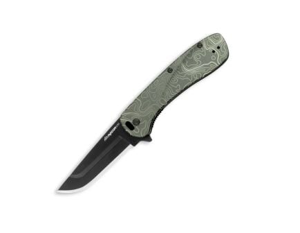OUTDOOR EDGE RAZOR VX1 | GREEN ANODIZED ALUM.  W/TOPO MAP|DROP POINT KNIFE - VX130C-C