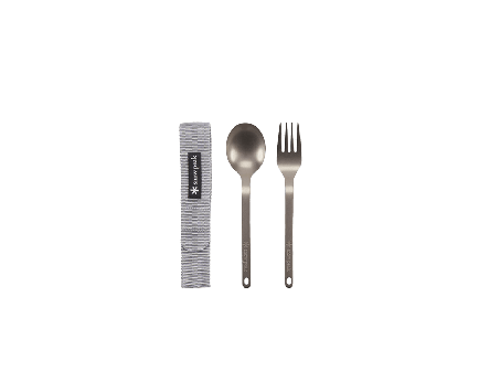 Snow Peak Titanium Fork and Spoon Utensil Set, Gray - SCT-002