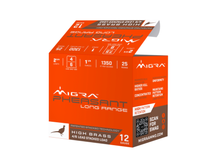 Migra Pheasant 12 Ga 2-3/4in 1-1/4oz 4/6 High Brass Stacked Load, 25rds - M12P46