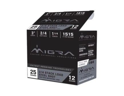 Migra Steel Waterfowl 12 Gauge 3in 1-1/4 oz #2/4 Stacked Load, 25rds - M12AS24