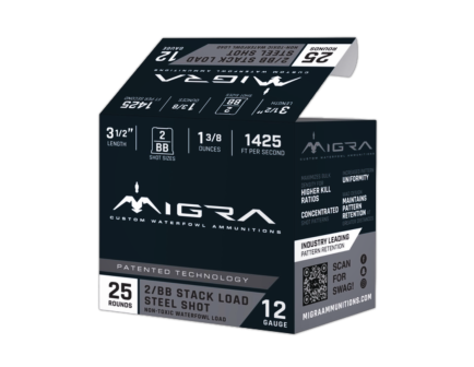 Migra Steel Waterfowl 12 Gauge 3-1/2in 1-3/8 oz #2/BB Stacked Load, 25rds - M12LSS2BB