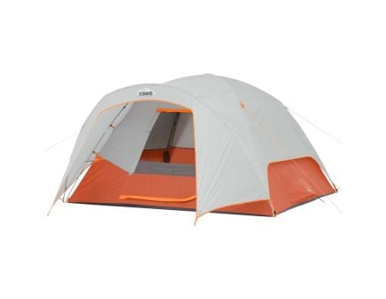 CORE Equipment 6-Person Dome Plus Tent with Vestibule, Gray/Orange - 40268