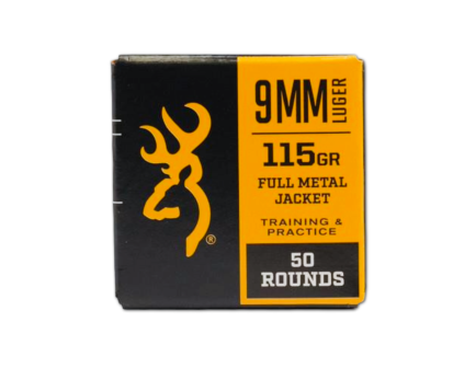 Browning 9mm 115gr FMJ Ammo, 50rds - B191800093
