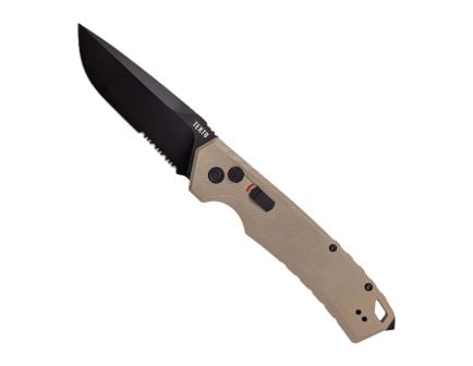 Tekto Knives A3 Delta Serrated Auto Folding Knife, Desert