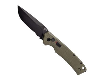 Tekto Knives A3 Delta Serrated Auto Folding Knife, OD Green