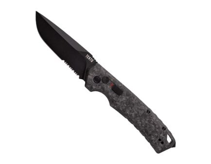 Tekto Knives A3 Delta Serrated Auto Folding Knife, Forged Carbon