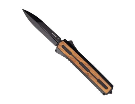 Tekto Knives A7 Zastava Auto Knife, Black/Brown Wood