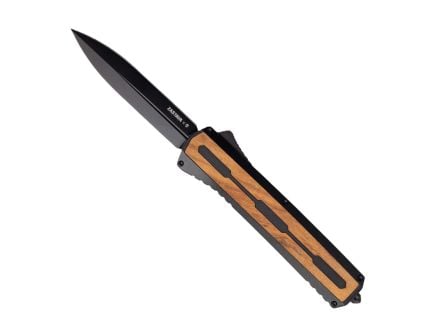 Tekto Knives A7 Zastava Auto Knife, Black/Brown Wood