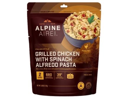 AlpineAire Freeze-Dried Meal Pouch, Grilled Chicken with Spinach Alfredo Pasta