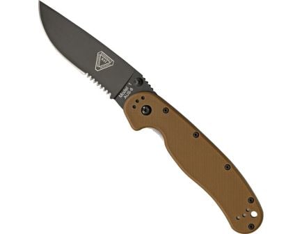 Ontario Knife Company RAT I Serrated Folding Knife, Coyote Brown/Black