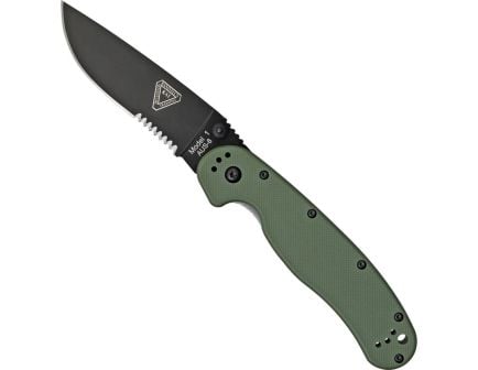 Ontario Knife Company RAT I Serrated Folding Knife, OD Green/Black
