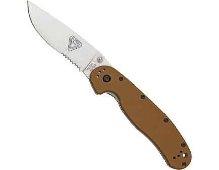 Ontario Knife Company RAT I Serrated Folding Knife, Coyote Brown/Satin