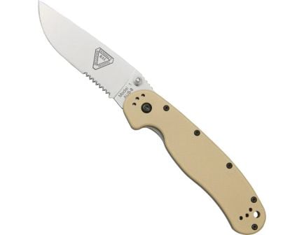 Ontario Knife Company RAT I Serrated Folding Knife, Desert Tan/Satin