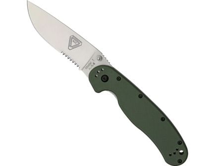 Ontario Knife Company RAT I Serrated Folding Knife, OD Green/Satin