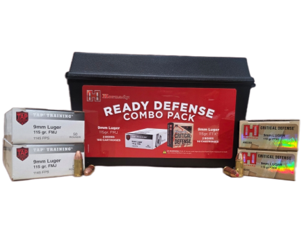 Hornady Ready Defense 150rd Ammo Can, 50rds Critical Defense JHP 9mm 115gr. 100rds 9mm 115gr FMJ - 90272