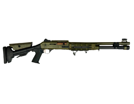 Orthos Arms Raider Vanguard Elite S4 18.5" 12GA Semi-Auto Shotgun w/ Kevlar Stock, Distressed Army Green