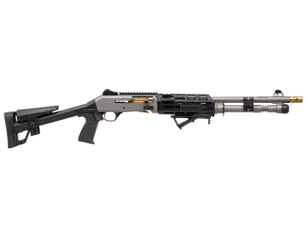 PANZER ARMS M4 Pro AI Tact 12 Gauge 18.5" Semi-Auto Shotgun, Disruptive Grey/Gold Titanium