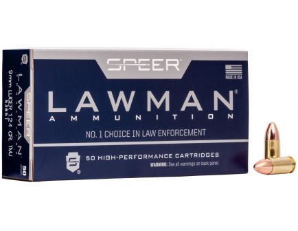 Speer Lawman Training 124 gr Total Metal Jacket 9mm Ammo, 50/box - 53651