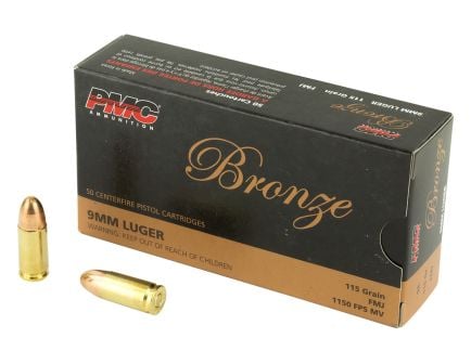 PMC Bronze 9mm 115gr FMJ Ammunition 50rds - 9A