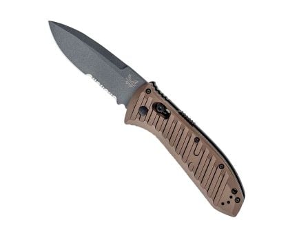 Benchmade Auto Presidio II Folding Drop Point Knife Serrated, Burnt Bronze - 5700SGY-1